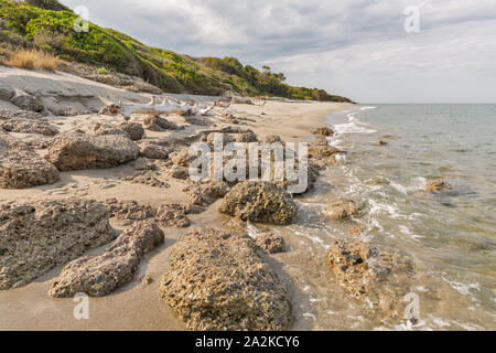 Paesaggio della Corsica. Bella Riva spiaggia a est dell isola, Francia. Foto Stock