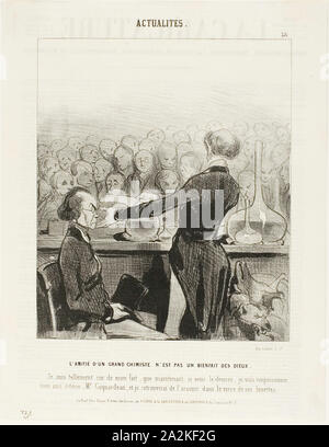 Amicizia con un grande chimico non è sempre una manna… io sono così sicuro delle mie scoperte che io ora il veleno del mio migliore amico, il sig. Coquardeau e mi permetterà di recuperare arsenico nei suoi occhiali, piastra 39 da Émotions Parisiennes, 1841, Honoré Daumier Victorin, Francese, 1808-1879, Francia, litografia in nero su carta bianca di qualità della carta con la stampa tipografica verso, 226 × 190 mm (nell'immagine), 315 × 245 mm (foglio Foto Stock