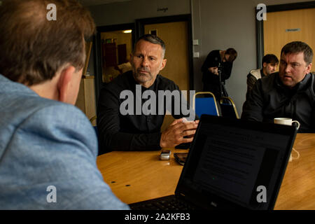 Barry Wales 3/10/19. Ryan vedi figg. *** annuncia la sua squadra gallese per la prossima UEFA EURO 2020 qualificatori contro la Slovacchia e la Croazia. Lewis Mitchell/YCPD/ Foto Stock