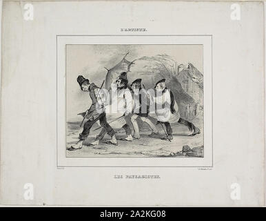 Il paesaggio di pittori, 1833, Pierre François Eugène Giraud, Francese, 1806-1891, Francia, litografia sul crema carta Cina, stabilite su avorio carta intessuta (chine collé) 162 × 191 mm (nell'immagine), 139 × 171 mm (supporto primario), 251 × 324 mm (supporto secondario Foto Stock