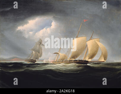 La cattura del Tripoli dall'impresa, 1806/12, Thomas Birch, americano, nato in Inghilterra, 1779-1851, Philadelphia, olio su tela, 45,1 × 65,1 cm (17 3/4 × 25 5/8 in Foto Stock