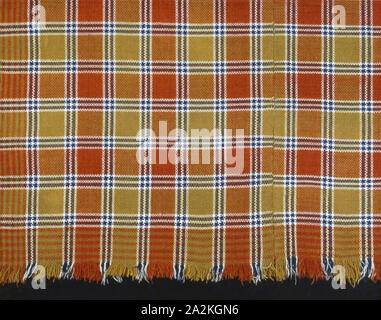 Coverlet, 1820s/30s, Stati Uniti, lana e cotone, punto saia multiple (albero) con ordito principale fringe, due altezze di telaio uniti, 213.1 x 184.9 cm (84 x 72 7/8 in Foto Stock