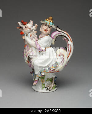 Olio o aceto ampolla, c. 1737, delle porcellane di Meissen Manufactory, Tedesco, fondata 1710, modellato da: Johann Joachim Kändler (Tedesco, 1706-1775, attivo a Meissen, 1731-1775), Meissen, Hard-incolla in porcellana, smalti policromi e dorature, 21,3 × 14,6 × 7,3 cm (8 3/8 x 5 3/4 x 2 7/8 in Foto Stock