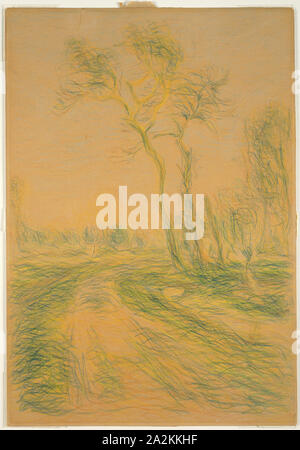 Paesaggio con alberi, 1880/85, Sisley, Francese, 1839-1899, Francia, pastello e matite colorate su tan carta plastificata, 545 × 378 mm Foto Stock