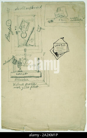 Still Life Sketch, n.d., William Michael Harnet, americano, nato in Irlanda, 1848-1892, Stati Uniti, grafite e penna e inchiostro bruno su la crema di cui carta, 202 x 133 mm Foto Stock