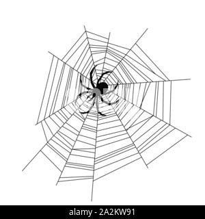 Set di spider web di forme differenti con ragni nero isolato Illustrazione Vettoriale