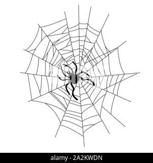 Set di spider web di forme differenti con ragni nero isolato Illustrazione Vettoriale