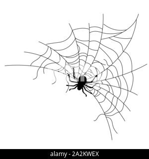 Set di spider web di forme differenti con ragni nero isolato Illustrazione Vettoriale