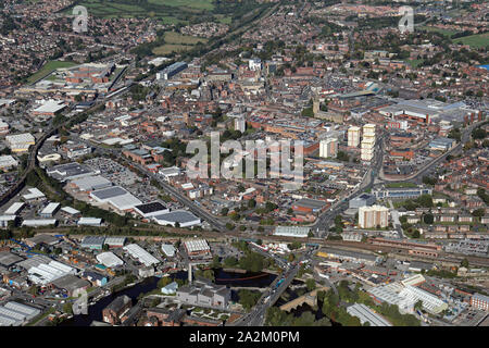 Vista aerea di Wakefield city centre, West Yorkshire, Regno Unito Foto Stock