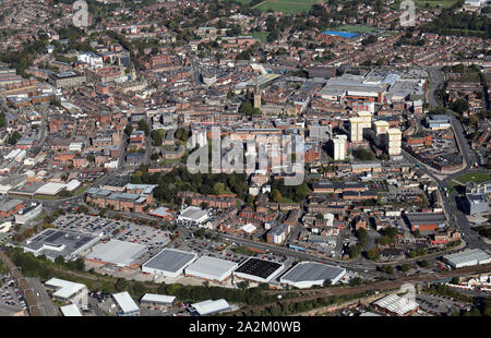 Vista aerea di Wakefield city centre, West Yorkshire, Regno Unito Foto Stock