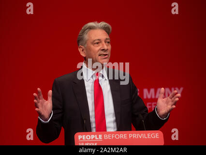 Richard Leonard, leader dello Scottish Labour Party, parla al Partito laburista conferenza in Brighton. Foto Stock