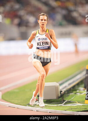 Doha, Katar. 02oct, 2019. Hanna KLEIN withte (Germania) l'azione. Eseguire 5000m delle donne su 02.10.2019 mondiali di atletica 2019 a Doha/Qatar, dal 27.09. - 10.10.2019. | Utilizzo di credito in tutto il mondo: dpa/Alamy Live News Foto Stock