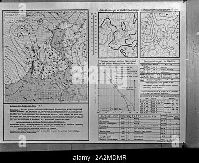 Reproduktion der Wetterkarte vom 6. Juli 1937, Deutschland 1930s. Riproduzione del grafico meteo relativo al 6 luglio 1937, Germania 1930s. Foto Stock