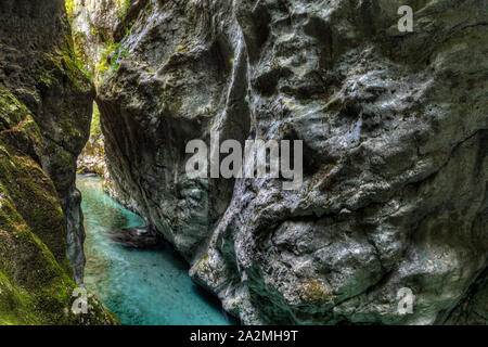 Tolmin Gorge, il Parco Nazionale del Triglav, Slovenia, Europa Foto Stock