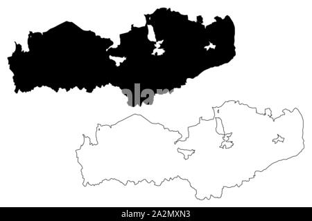 Batken regione (Repubblica del Kirghizistan, Kirghizia, regioni del Kirghizistan) mappa illustrazione vettoriale, scribble schizzo Batken mappa Illustrazione Vettoriale