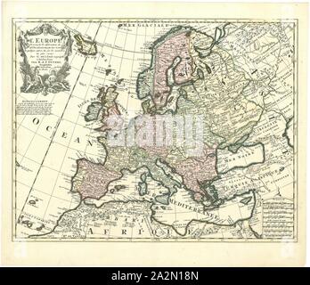 Mappa, l'Europe dressée sur les osservazioni de La sig.ra de l'Academie Royale des Sciences et quelques autres; & sur les memoires les plus recens par G. de L'Isle, Guillaume Delisle (1675-1726), stampa di calcografia Foto Stock