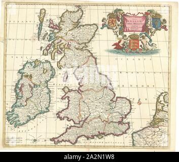 Mappa, Novissima et accuratissima totius Angliae, Scotiae et Hiberniae tabula, Theodorus Danckerts (1663-1727), stampa di calcografia Foto Stock