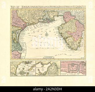 Mappa, Carte du Golfe de Venise ou sont les Bouches du Po et de l'Adige, Giacomo Cantelli da Vignola (1643-1695), stampa di calcografia Foto Stock