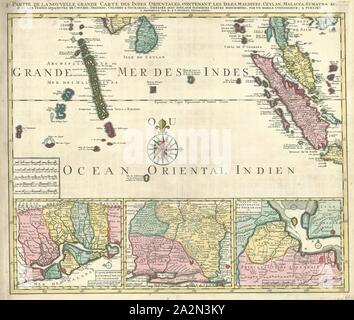 Mappa, 3 Partie de la nouvelle grande carte Des Indes Orientales Habile conoscitore Onu, calcografia stampa Foto Stock