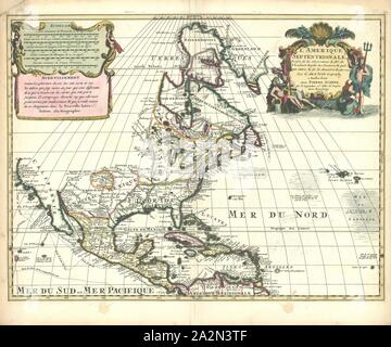 Mappa, l'Amerique Septentrionale, Guillaume Delisle (1675-1726), stampa di calcografia Foto Stock