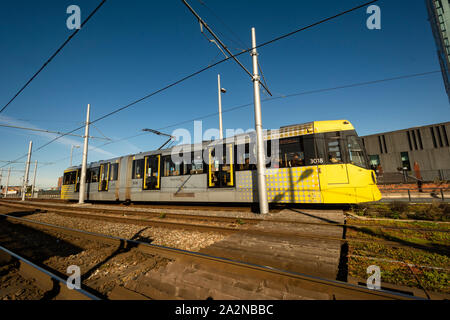 Manchester Metro Raikway luce sistema - Deansgate. Foto Stock