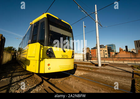 Manchester Metro Raikway luce sistema - Deansgate. Foto Stock