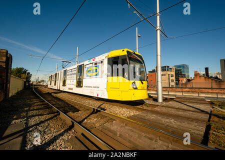 Manchester Metro Raikway luce sistema - Deansgate. Foto Stock