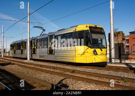 Manchester Metro Raikway luce sistema - Deansgate. Foto Stock