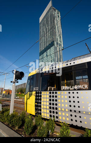 Manchester Metro Raikway luce sistema - Deansgate. Foto Stock