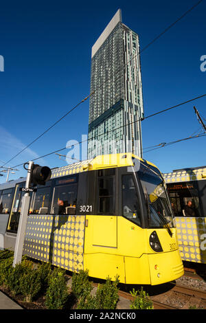 Manchester Metro Raikway luce sistema - Deansgate. Foto Stock