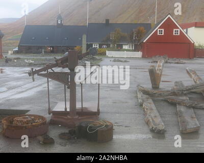 Il museo marittimo di Isafjordur è alloggiato in uno degli edifici più antichi della città e dà una panoramica di pesca e storia marittima. Foto Stock