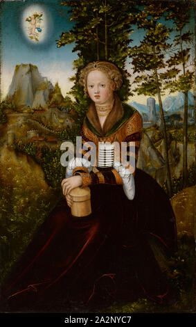 Il hl., Maria Magdalena, legno, 41 x 26 cm, senza contrassegno, Lucas Cranach d. Ä., Kronach 1472-1553 Weimar Foto Stock