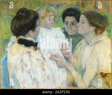 Mary Cassatt, Americano, 1844-1926, donne ammirando un bambino, 1897, pastello, complessivo: 26 × 32 cm (66 × 81,3 cm Foto Stock