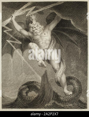 William Blake, Inglese, 1757-1827, dopo Henry Fuseli, Swiss, 1741-1825, Tornado, 1795, incisione, Immagine: 8 3/4 × 6 3/4 pollici (22,2 × 17,1 cm Foto Stock