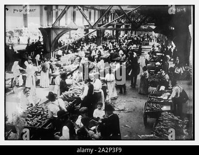 Spingere il carrello di mercato -- New York Foto Stock