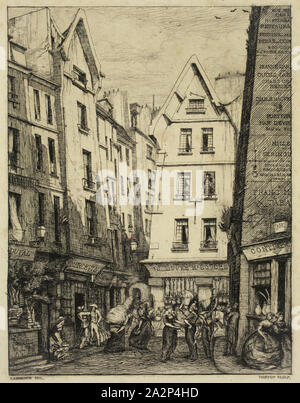 Charles Meryon, Francese, 1821-1868, la Rue piroettare aux Halles, 1860, incisione stampate con inchiostro nero su carta vergata, Piastra: 6 × 4 cm (15,2 × 11,4 cm Foto Stock