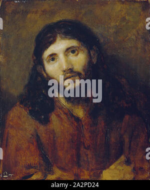 Attribuito a Rembrandt Harmensz van Rijn, Olandese, 1606-1669, Cristo, ca. Tra il 1648 e il 1650, olio su pannello in legno di quercia, senza cornice: 11 × 9 1/8 in. (27,9 × 23,2 cm Foto Stock