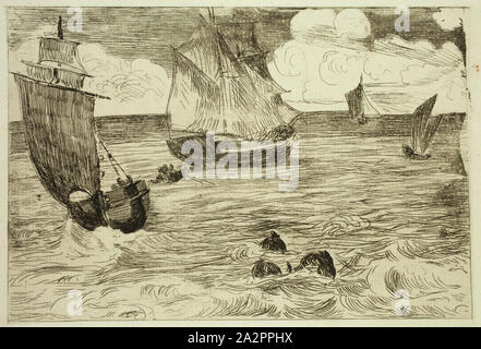 Édouard Manet, Francese, 1832-1883, marino, tra il 1865 e il 1866 ad acquaforte e acquatinta stampata in inchiostro nero su carta vergata, Piastra: 5 5/8 x 8 pollici (14,3 × 20,3 cm Foto Stock