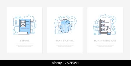 Occupazione e di assunzione - linea stile design set di icone Illustrazione Vettoriale