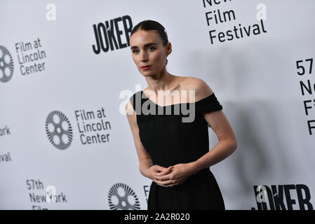 'Joker' premiere del film, arrivi, 57th New York Film Festival, Stati Uniti d'America - 02 Ott 2019 -Rooney Mara Foto Stock