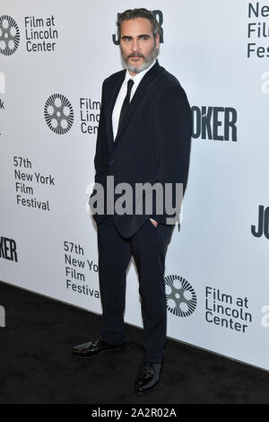 'Joker' premiere del film, arrivi, 57th New York Film Festival, Stati Uniti d'America - 02 Ott 2019 -Joaquin Phoenix Foto Stock