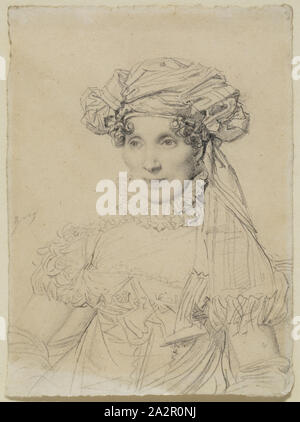 Jean Auguste Dominique Ingres, Francese, 1780-1867, Mme. Rene Borel, ca. 1818, matite di grafite, foglio: 4 5/8 x 3 3/8 pollici (11,7 × 8,6 cm Foto Stock