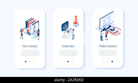 Corsi di concetto di app. Test di livello di conoscenza è condotta sul monitor. Illustrazione Vettoriale