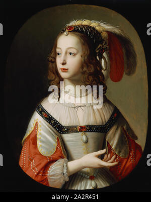 Gerrit van Honthorst, Olandese, 1592-1656, Ritratto di Sophia, Principessa Palatine, 1641, olio su pannello in legno di quercia, senza cornice: 29 3/8 × 23 1/4 pollici (74,6 × 59 cm Foto Stock