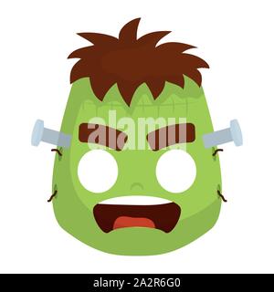 Ragazzino con frankenstein testa carattere costume Illustrazione Vettoriale