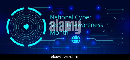 National Cyber Security Awareness Month è osservata in ottobre negli Stati Uniti. Illustrazione Vettoriale