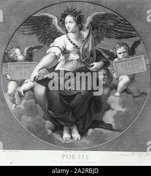 Raffaello Morghen, Italiano, 1758-1833, dopo Bernardino Nocchi, Italiano, 1741-1812, dopo Raffaello, Italiano, 1483-1520, poesia, tra il 1758 e il 1833, di attacco e di incisione stampate con inchiostro nero su carta intessuta, Piastra: 16 1/4 × 14 3/4 pollici (41,3 × 37,5 cm Foto Stock