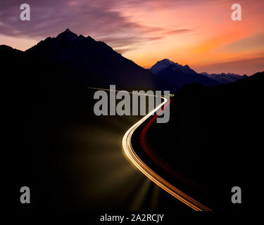 A - Tirolo: Autostrada del Brennero a notte Foto Stock