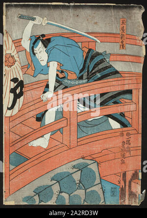 Tsunoda Kunisada, Giapponese, 1786-1864, Ichikawa Danjuro VII come Tamaya Shimbei, c. 1850, colore xilografia, 14 3/8 x 9 7/8 in Foto Stock