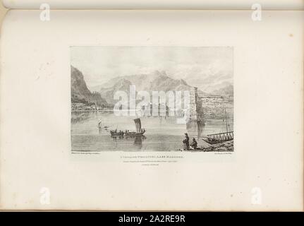 L'Isola dei Pescatori, Lago Maggiore, Isola dei Pescatori nel Lago Maggiore, l'Italia ha firmato: Principali Cockburn, J.D. Harding, litografia, parte 1 (Simplon), la piastra 49, Cockburn, James (CANC.); Harding James Duffield (lith.), 1822, James Cockburn, viste che illustrano il percorso del Simplon; viste che illustrano il percorso di mont Cenis. Londra: Rodwell & Martin, 1822 Foto Stock